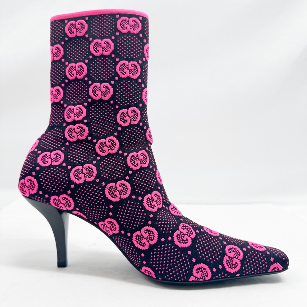 GUCCI Technical Jersey Knit GG Monogram Square G 75mm Ankle Boots🔥🔥🔥👀👀😳 - Picture 7 of 15